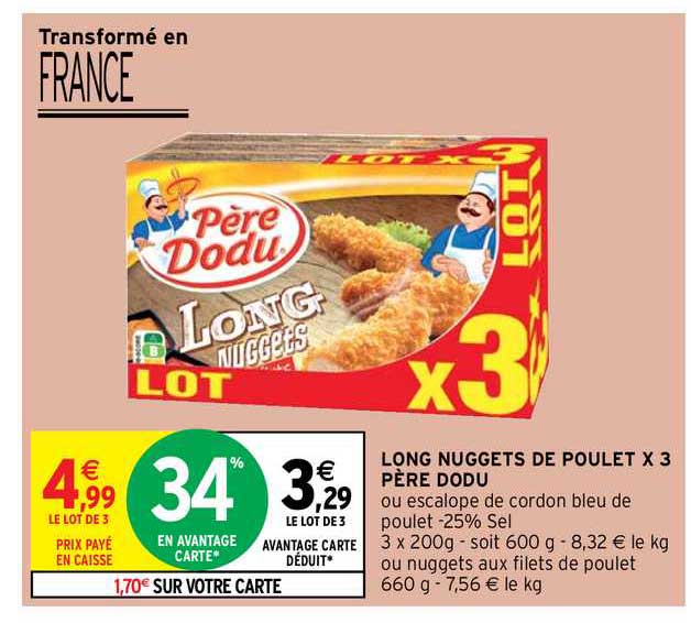 long nuggets de poulet x3 père dodu