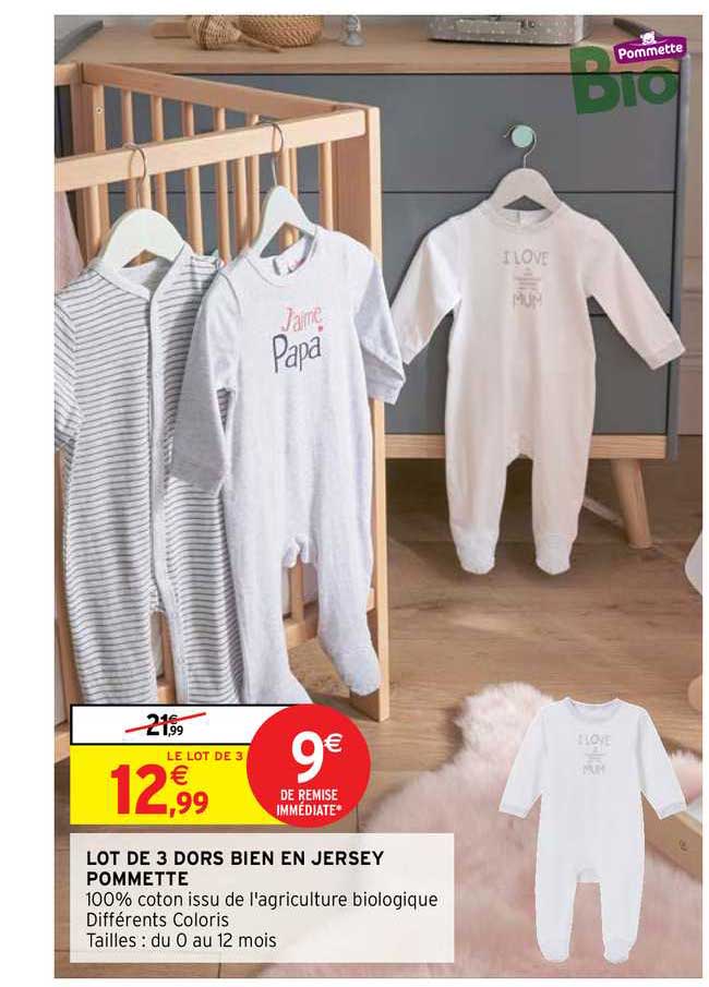 lot de 3 dors bien en jersey pommette