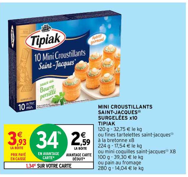 mini croustillants saint-jacques surgelées x10 tipiak