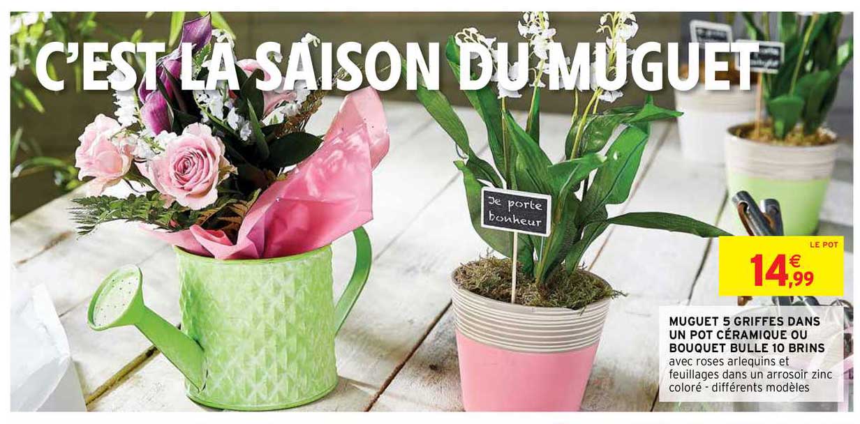 muguet 5 griffes dans un pot céramique ou bouquet bulle 10 brins