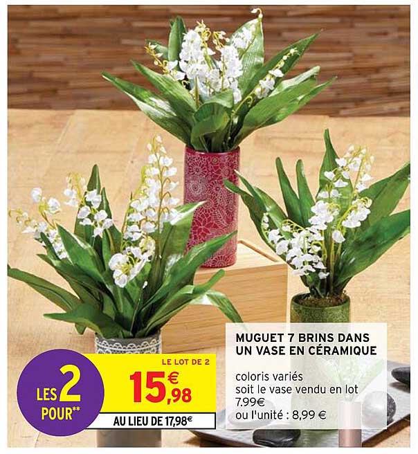 muguet 7 brins dans un vase en céramique