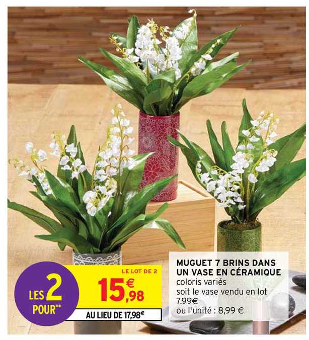 muguet 7 brins dans un vase en céramique