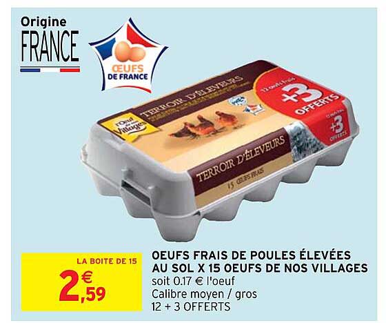 oeufs frais de poules élevées au sol x15 oeufs de nos villages