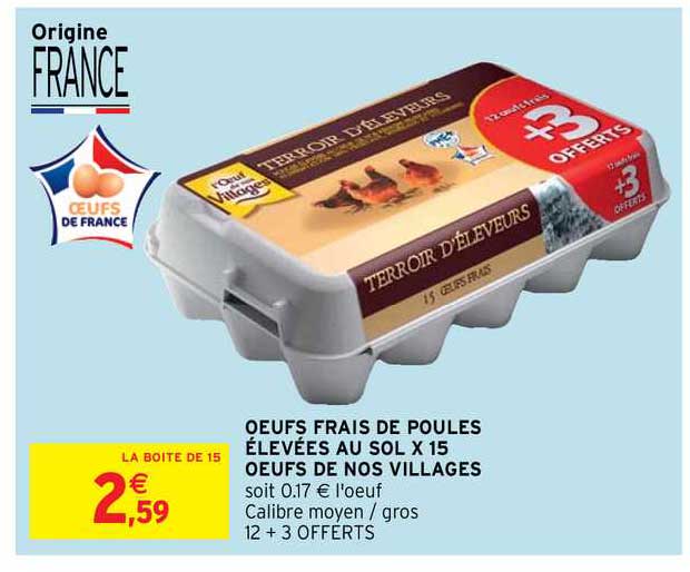 oeufs frais de poules élevées au sol x15 oeufs de nos villages