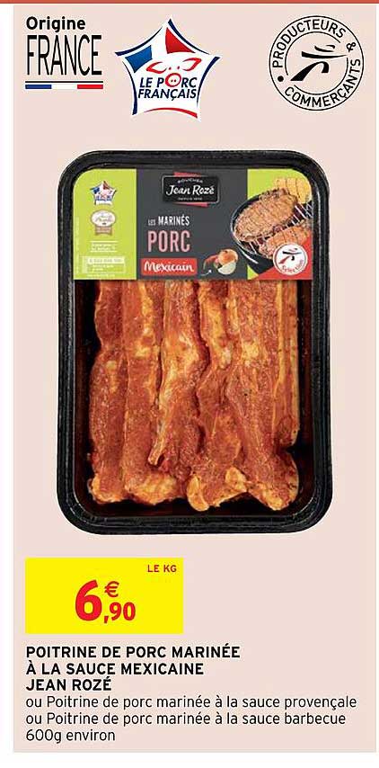poitrine de porc marinée à la sauce mexicaine jean rozé