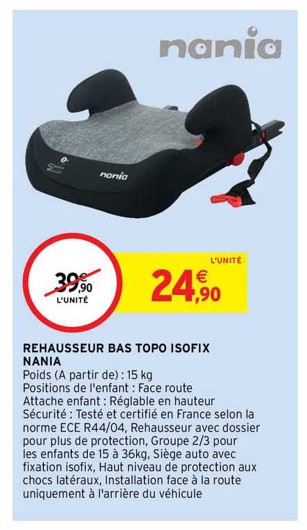 rehausseur bas topo isofix nania