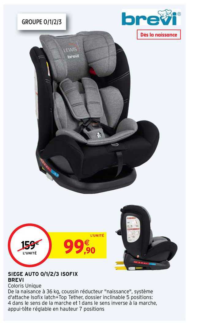 siège auto 0-1-3 isofix brevi