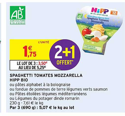 Spaghetti Tomates Mozzarella Hipp Bio