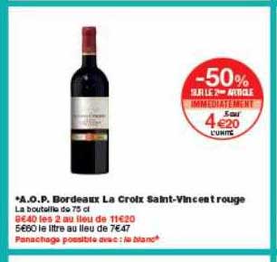 a.o.p. bordeaux la croix saint-vincent rouge