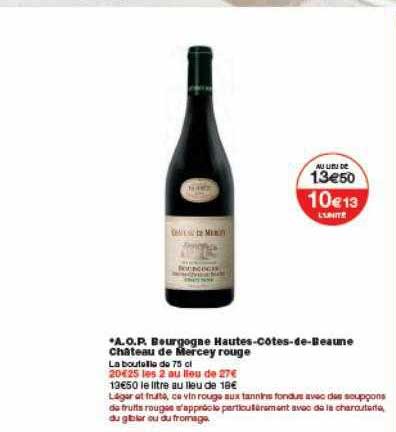 a.o.p. bourgogne hautes-côtes-de-beaune château de mercey rouge