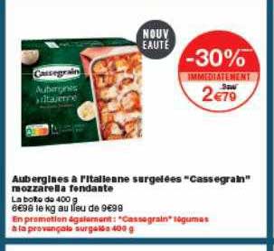 aubergines à l'italienne surgelées cassegrain mozzarella fondante