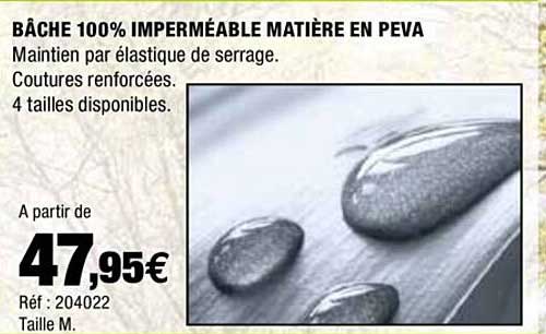 bâche 100% imperméable matière en peva