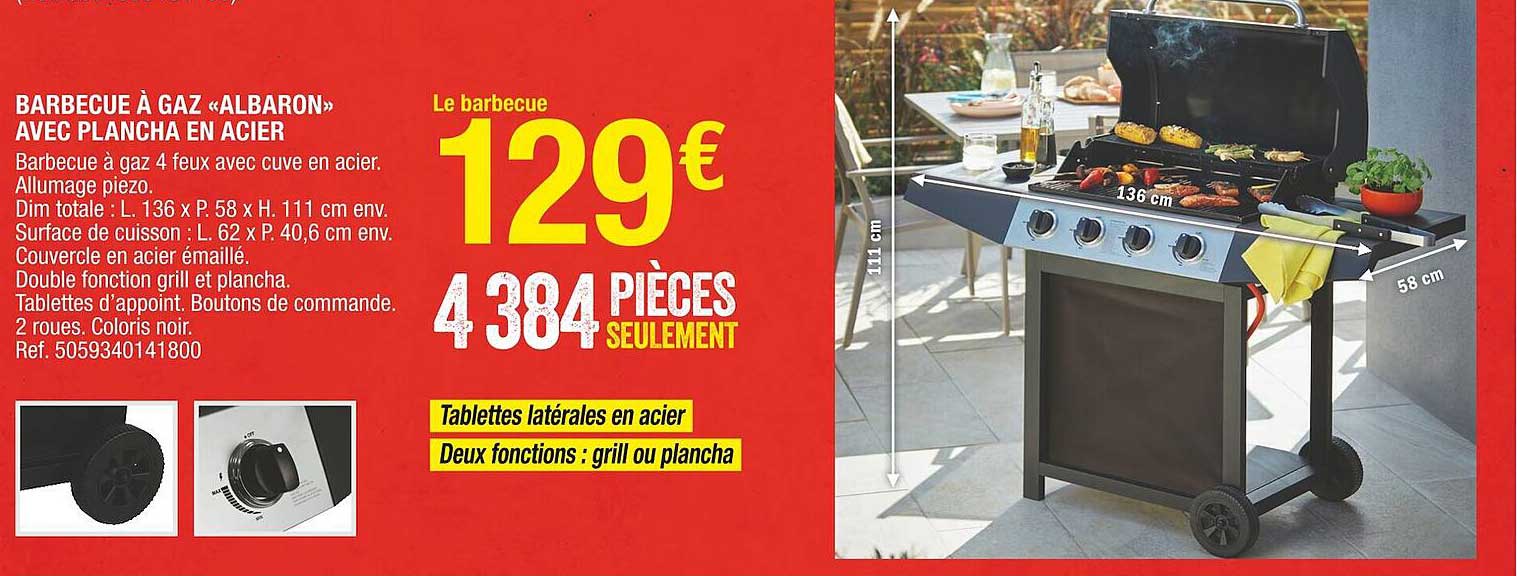 Barbecue à Gaz «albaron» Avec Plancha En Acier