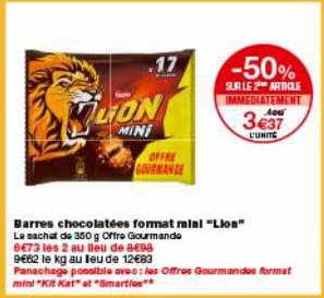 Barres Chocolatées Format Mini Lion -50% Sur Le 2ème Article