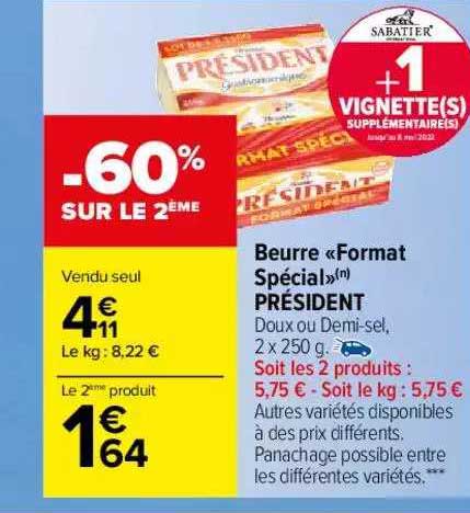 beurre "format spécial" président