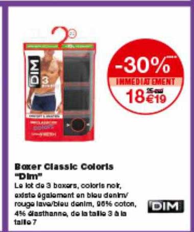 boxer classic coloris dim