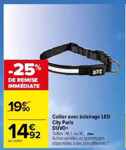 collier avec éclairage led city paris duvo+