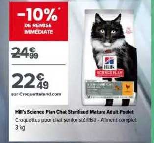 croquettes pour chat senior stérilisé hill's