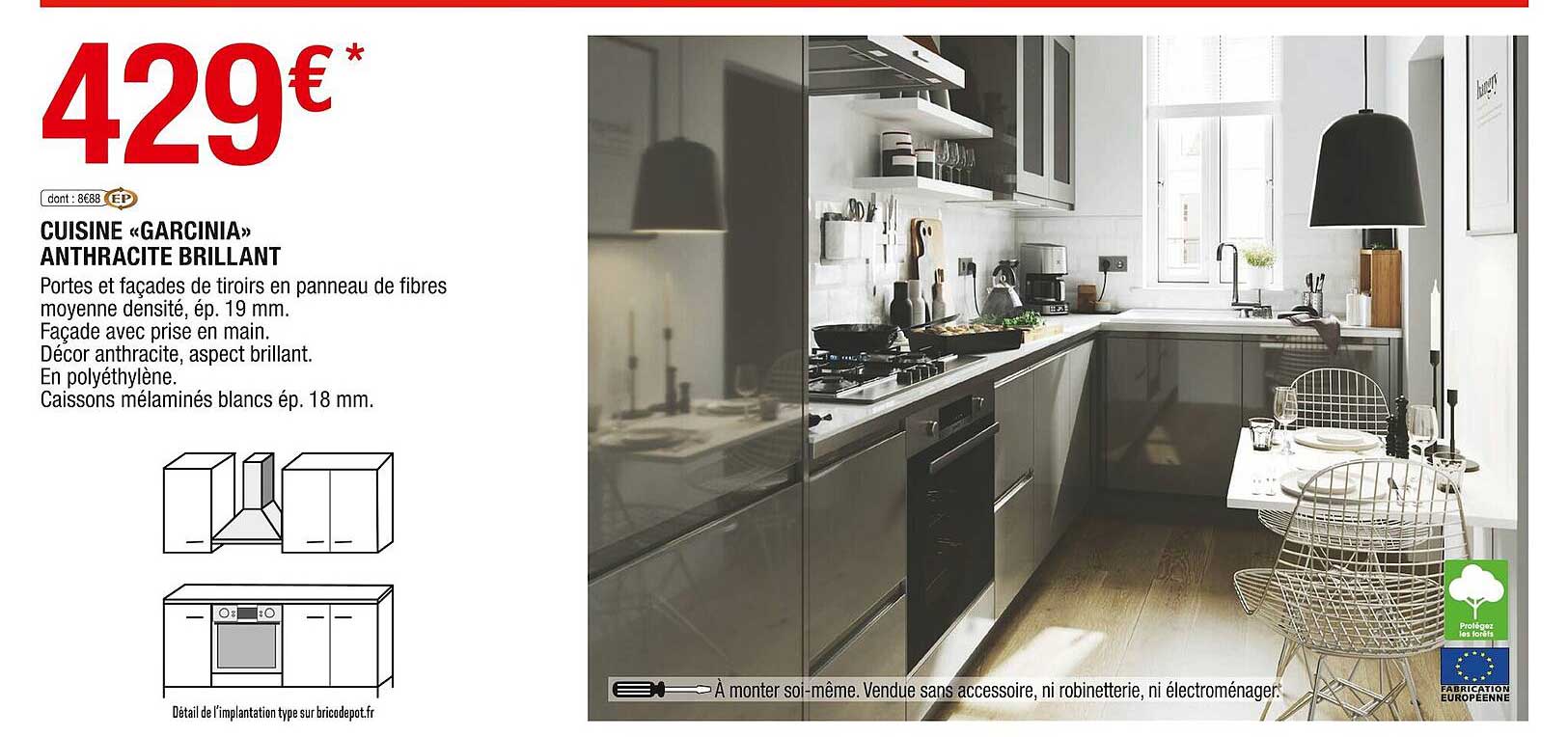 cuisine «garcinia» anthracite brillant