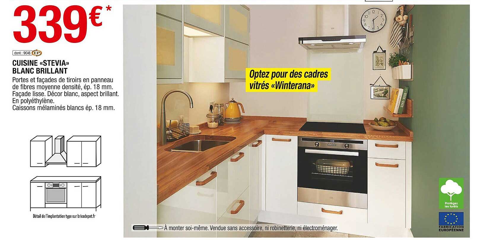 cuisine «tevia» blanc brillant