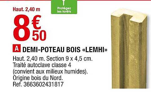 demi-poteau bois «lemhi»