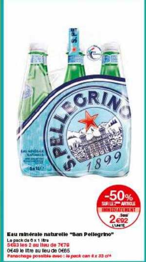 eau minérale naturelle san pellegrino -50% sur le 2ème article