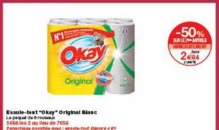 essuie-tout okay original blanc -50% sur le 2ème article