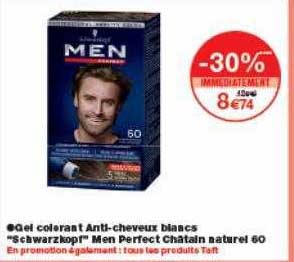 gel colorant anti-cheveux blancs schwarzkopf men perfect châtain naturel 60