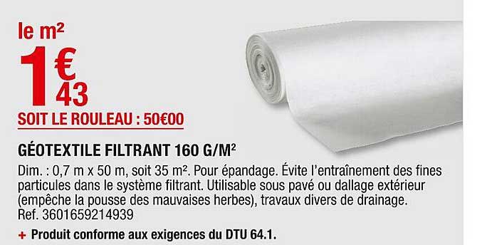 géotextile filtrant 160 g-m²