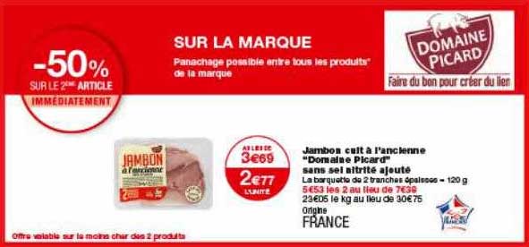jambon cuit à l'ancienne domaine picard sans sel nitrité ajouté