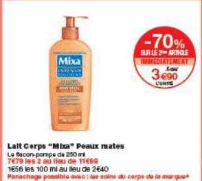 lait corps mixa peaux mates -70% sur le 2ème article
