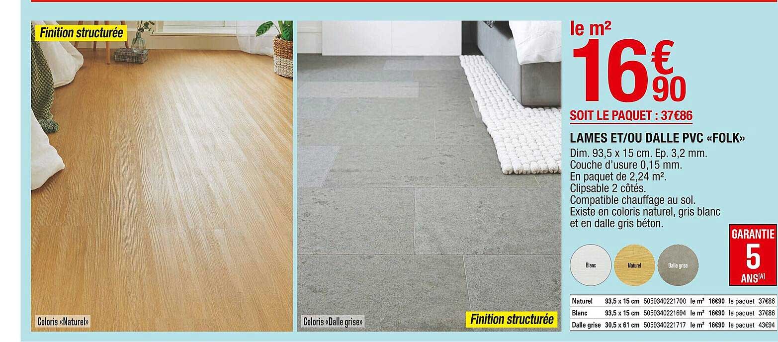 Lames Et-ou Dalle Pvc «folk»