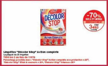 lingettes décolor stop action complète -70% sur le 2ème article