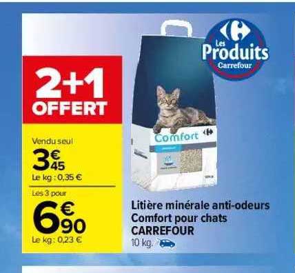litière minérale anti-douleurs confort pour chats carrefour