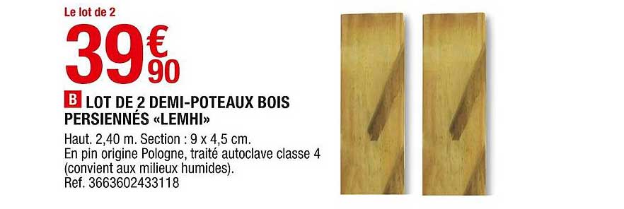 Lot De 2 Demi-poteaux Bois Persiennés «lemhi»