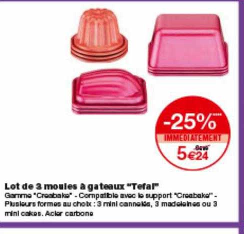 Lot De 3 Moules à Gateaux Tefal