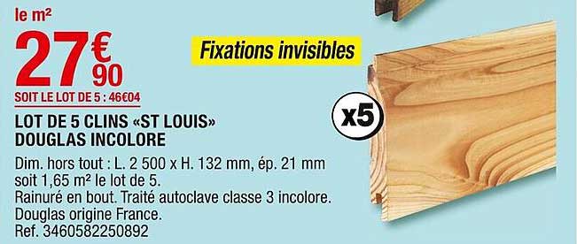 lot de 5 clins «st louis» douglas incolore