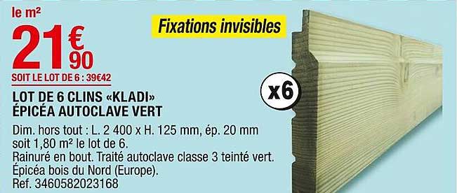 lot de 6 clins «kladi» épicéa autoclave vert