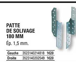 patte de solivage 180 mm