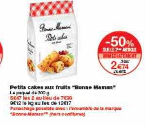 petits cakes aux fruits bonne maman -50% sur le 2ème article