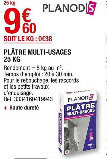 plâtre multi-usages 25 kg planodis