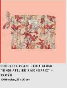 pochette plate bahia blush bindi atlier monoprix