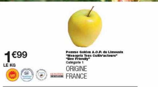pomme golden a.o.p. du limousin monoprix tous cultiv'acteurs