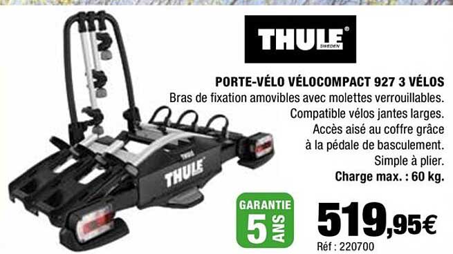 porte-vélo vélocompact 927 3 vélos thule