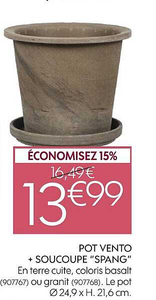 pot vento + soucoupe spang