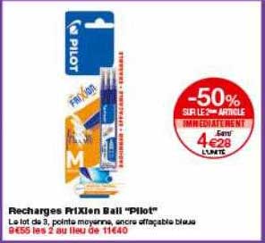 recharges frixion ball pilot -50% sur le 2ème article immédiatement