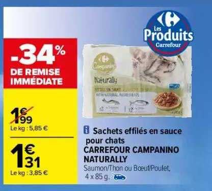 sachets effilés en sauce pour chats carrefour campanino naturally