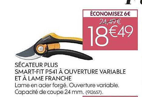 sécateur plus smart-fit p541 à ouverture variable et à lame franche