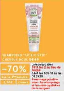 shampoing so big etic cheveux doux -70% sur le 2ème article