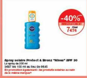 spray solaire protect à bronz nivea spf 30
